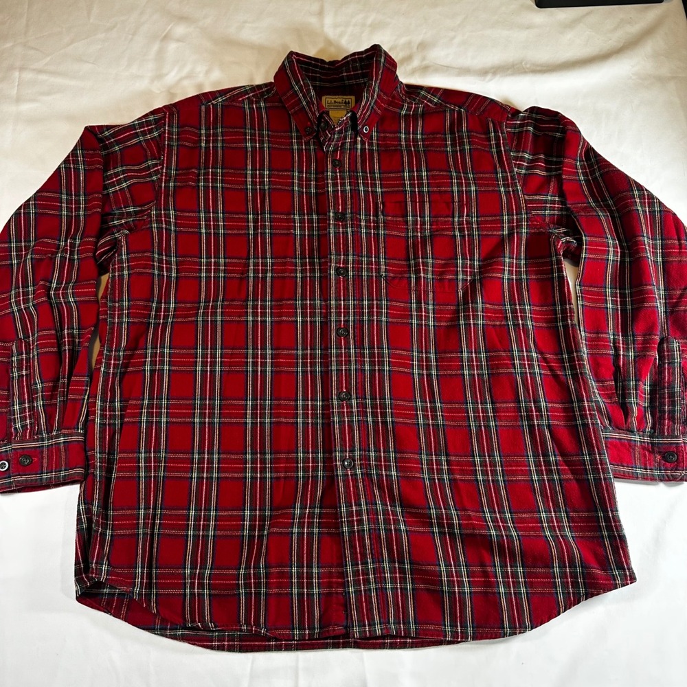 L.L. Bean Plaid Button Down Flannel Mens L Utility Plaid Forward Cabin Workwear - Picture 2 of 8